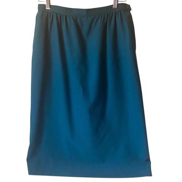 Vintage Pendleton Vintage Teal Blue Wool Straight Skirt Midi Size 12 Made In USA - Picture 1 of 7